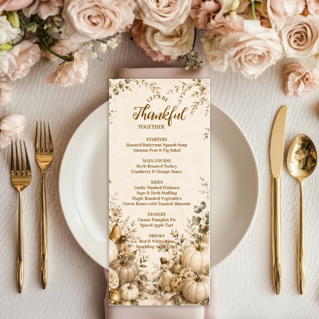 Sophisticated Modern Neutral Thanksgiving Menu (Creator Uploaded)