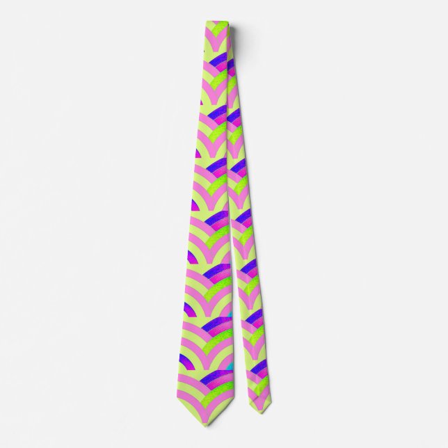 sophisticated modern pink green curved chevrons tie (Front)