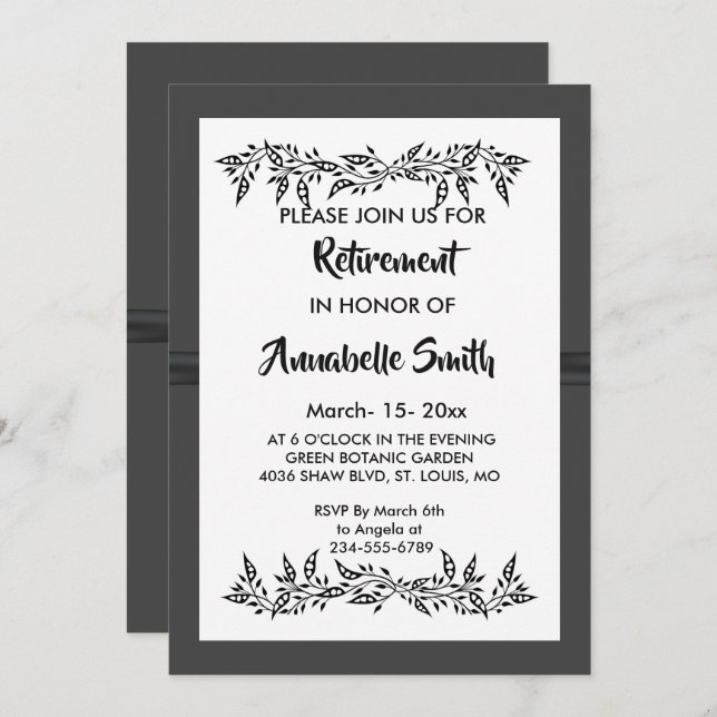 SOPHISTICATED MODERN   Retirement Invitation (Front/Back)