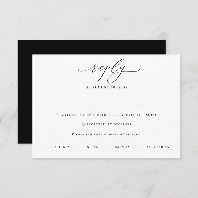 Sophisticated Modern RSVP Card for Your Wedding (Front/Back)
