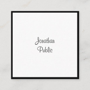 Sophisticated Modern Script Black And White Cool Square Business Card
