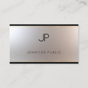 Sophisticated Monogram Glamour Gold Silver Unique Business Card