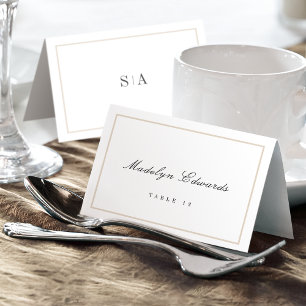 Sophisticated monogram minimal Foldable Place Card