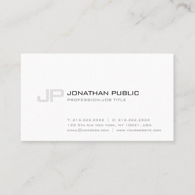 Sophisticated Monogram Plain Modern Simple Business Card (Front)