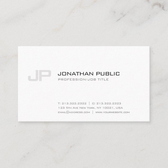 Sophisticated Monogram Plain Simple Modern Business Card (Front)