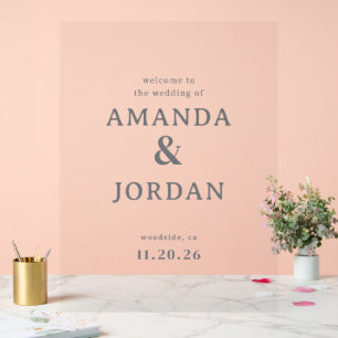 Sophisticated Muted Grey Wedding Invitations Acrylic Sign