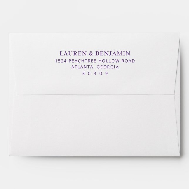 Sophisticated Muted Purple Typographic Envelope (Back (Top Flap))