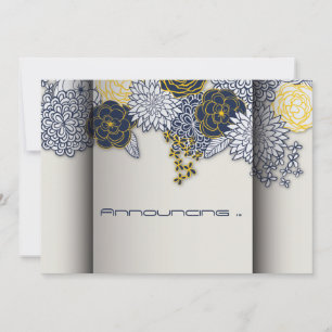 Sophisticated Navy and Yellow Floral Announcement