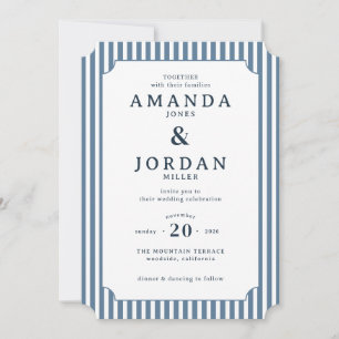 Sophisticated Navy Blue Stripes Invitation