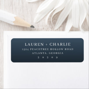 Sophisticated Navy Blue Typographic Return Address Label