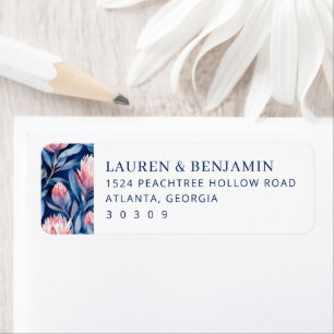 Sophisticated Navy Floral Return Address Label