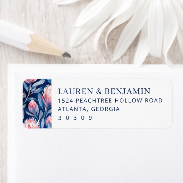 Sophisticated Navy Floral Return Address Label (Insitu)