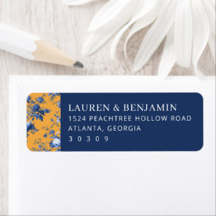 Sophisticated Navy Floral Return Address Label