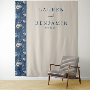 Sophisticated Navy Floral Tapestry