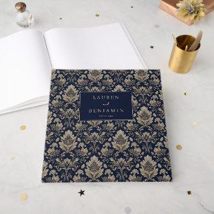 Sophisticated Navy Floral Vintage Guest Book