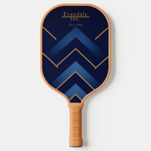 Sophisticated Navy Gold Chevron Personalised Pickleball Paddle