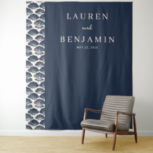 Sophisticated Navy Leaf Motive Tapestry