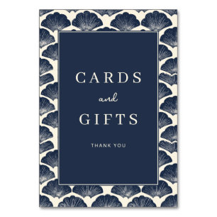 Sophisticated Navy Seashell Border Table Number