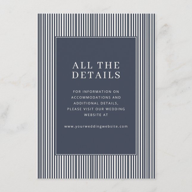 Sophisticated Navy Stripes Enclosure Card (Front)