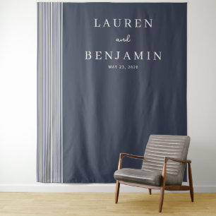 Sophisticated Navy Vertical Lines Tapestry