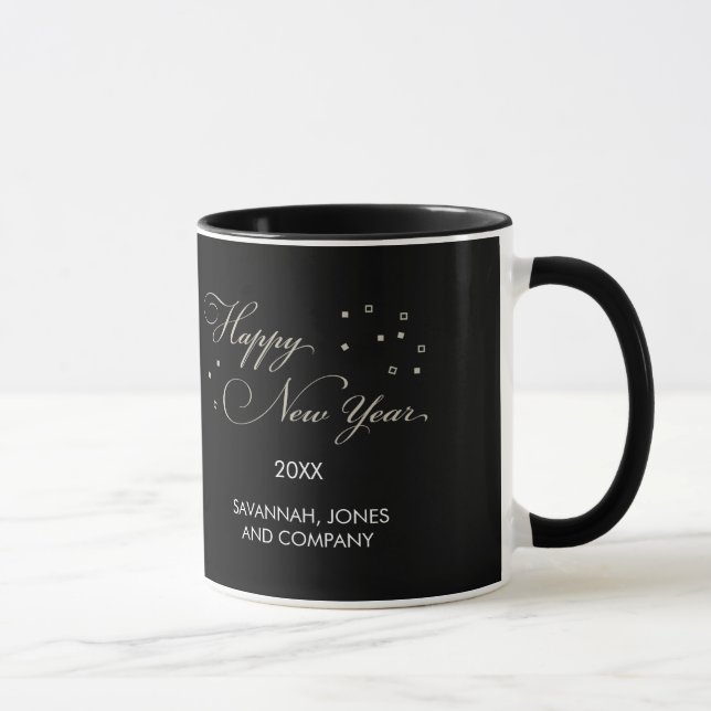 Sophisticated New Year's Eve, Black and Tan Mug (Right)