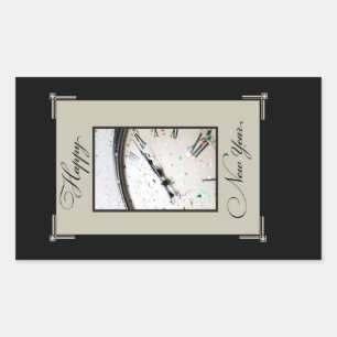 Sophisticated New Year's Eve Party, Black & Tan Rectangular Sticker