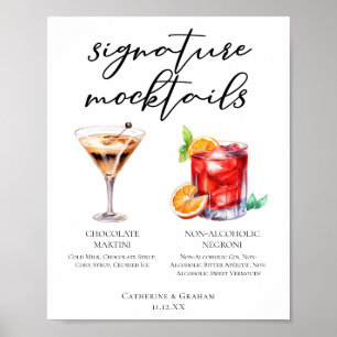Sophisticated Non-Alcoholic Wedding Mocktails Menu Poster