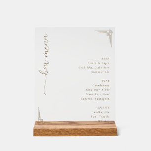 Sophisticated Off-White Bar Menu Acrylic Sign