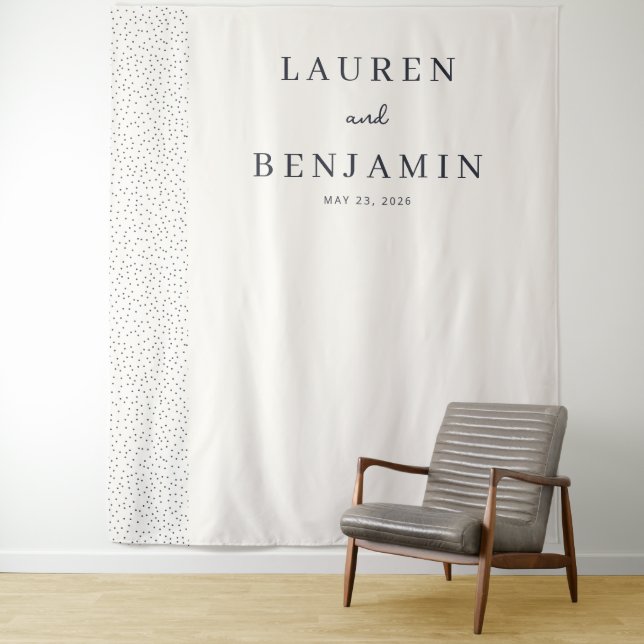 Sophisticated Off-White Dotted Minimalism Tapestry (In Situ)