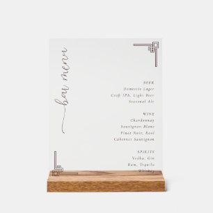Sophisticated Off-White Minimalist Bar Menu Acrylic Sign