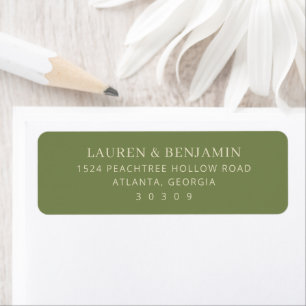 Sophisticated Olive Green Typographic Address Labe Return Address Label