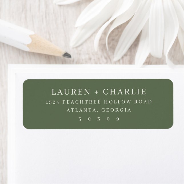 Sophisticated Olive Typographic Return Address Label (Insitu)
