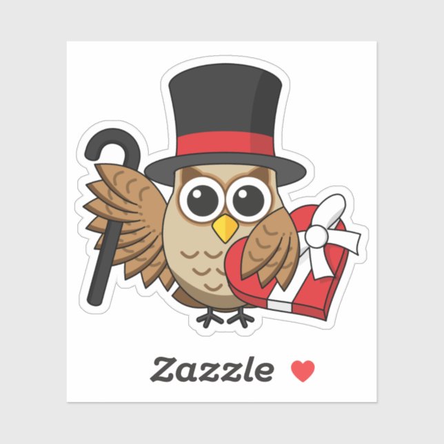 Sophisticated Owl with Heart Chocolate Box (Sheet)