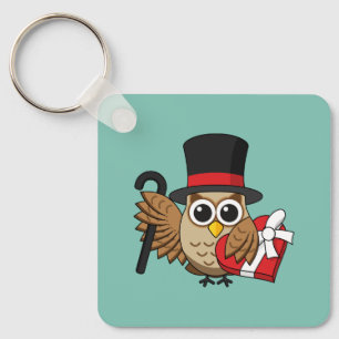 Sophisticated Owl with Heart Chocolate Box Key Ring