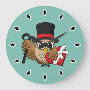 Sophisticated Owl with Heart Chocolate Box Large Clock