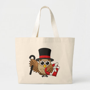 Sophisticated Owl with Heart Chocolate Box Large Tote Bag