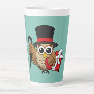 Sophisticated Owl with Heart Chocolate Box Latte Mug