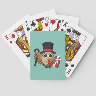 Sophisticated Owl with Heart Chocolate Box Playing Cards
