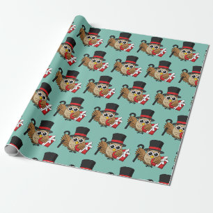 Sophisticated Owl with Heart Chocolate Box Wrapping Paper