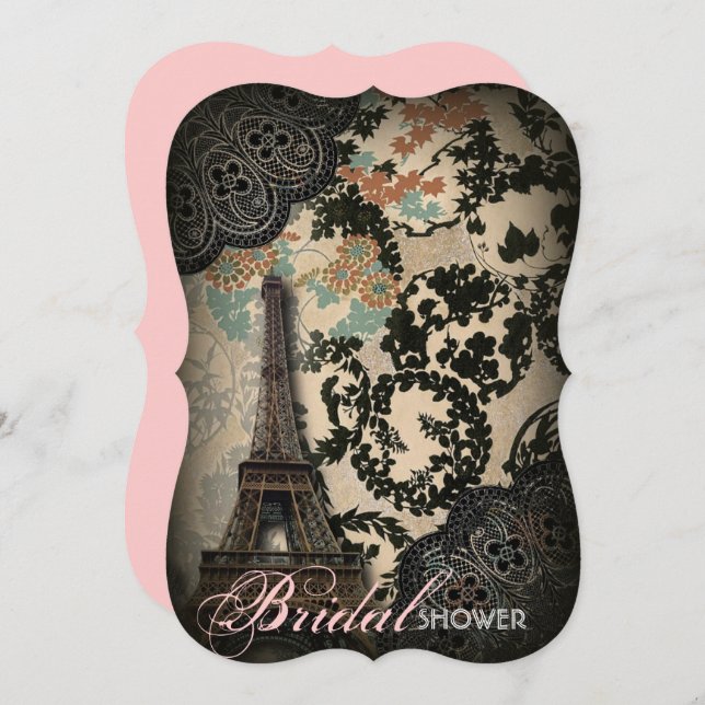 Sophisticated Paris Lace vintage bridal shower Invitation (Front/Back)