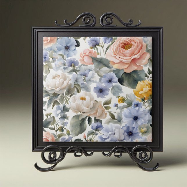 Sophisticated  Pastel Roses Peonies and Anemones Ceramic Tile (Creator Uploaded)