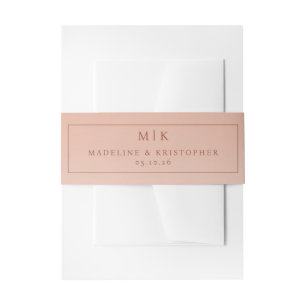 Sophisticated Peach Minimalist Invitation Belly Band