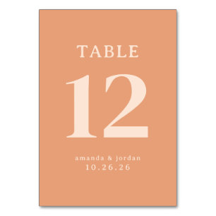 Sophisticated Peach Minimalist Wedding Table Card