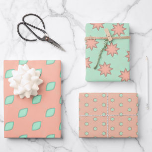 Sophisticated Peach Wrapping Paper Flat Sheet Set