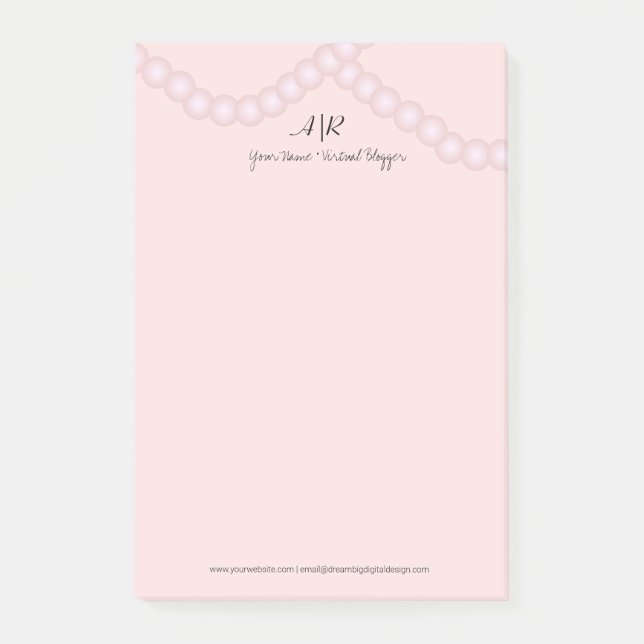 Sophisticated Pearl Logo Initial Business Post-it Notes (Front)
