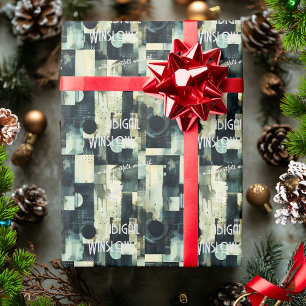 Sophisticated Personalised Silver Black Gift Wrap