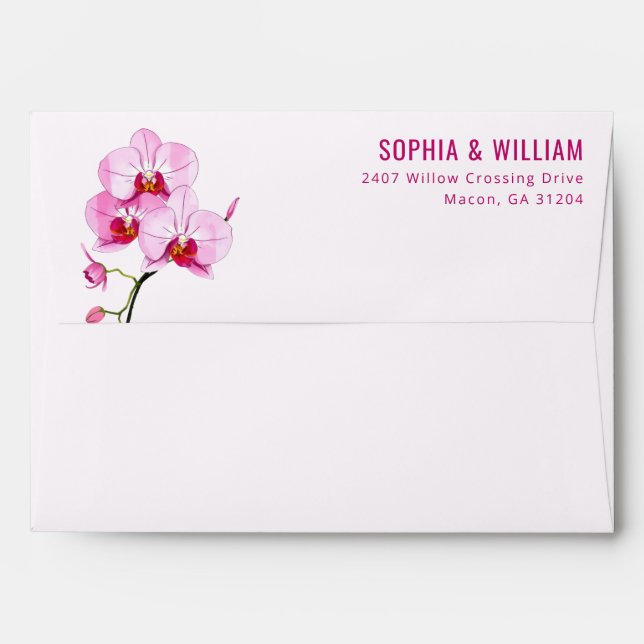 Sophisticated Pink Floral Orchid Envelope (Back (Top Flap))