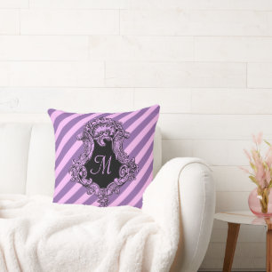 Sophisticated Pink Stripe Monogrammed Cushion