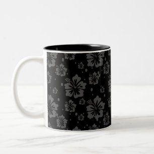 Sophisticated Plain Black Muted Floral  Two-Tone Coffee Mug