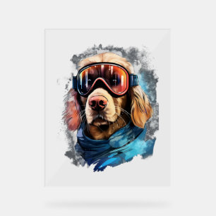Sophisticated Pooch Portraits Trendy Dog Head Arti Acrylic Sign